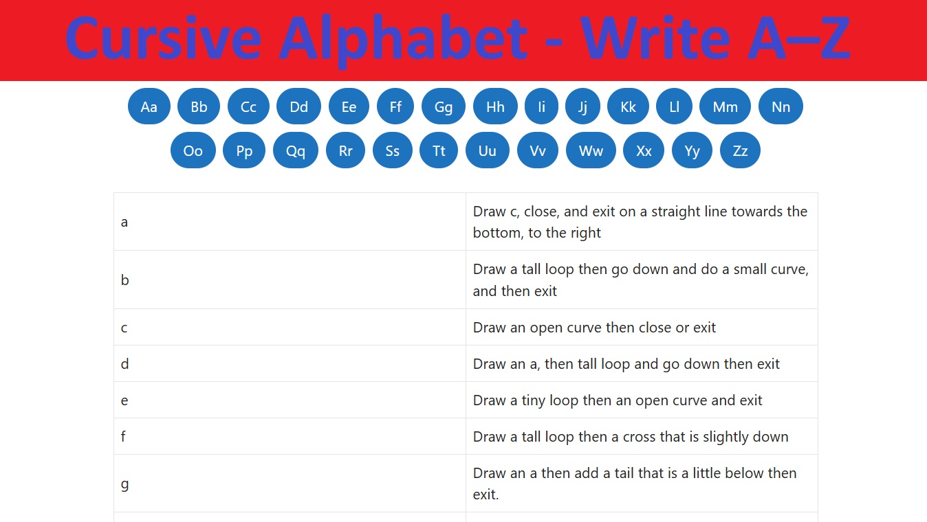 Cursive Alphabet - How to Write A–Z + Free Practice Ideas