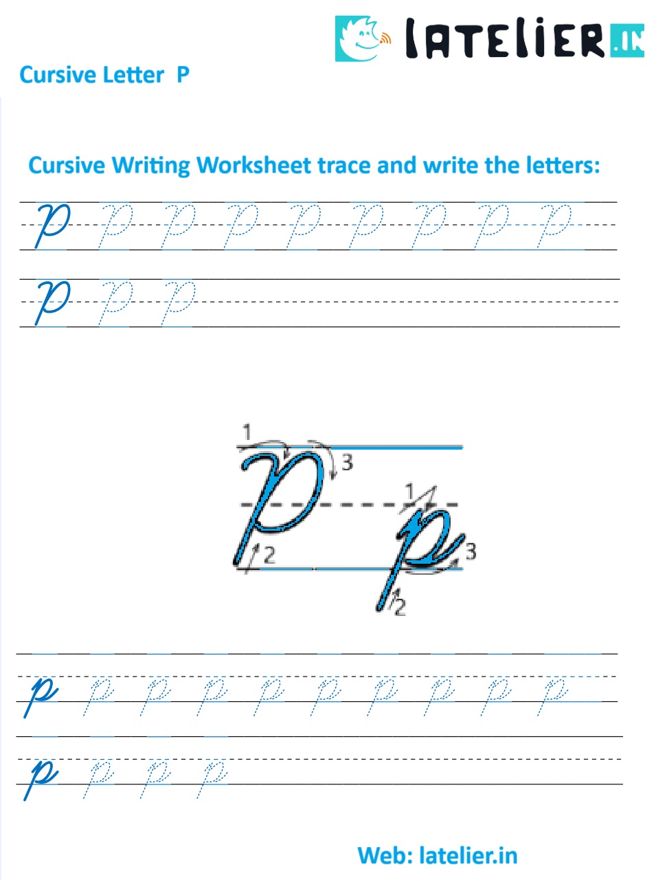 How to Practicing in cursive letter p