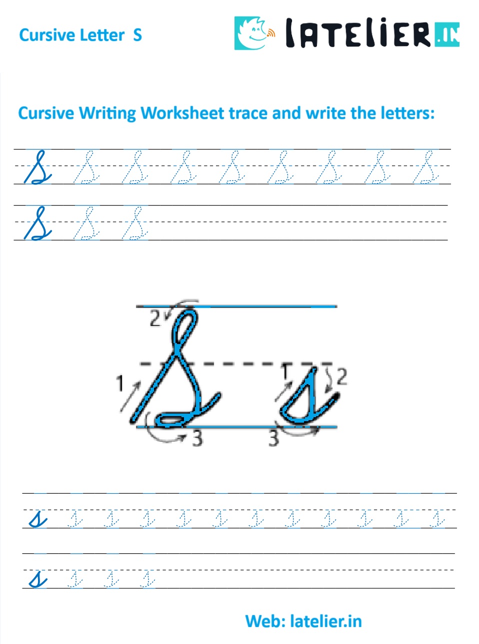 Handwriting tutorial: how to write cursive letter Ss in upper and lower case step by step