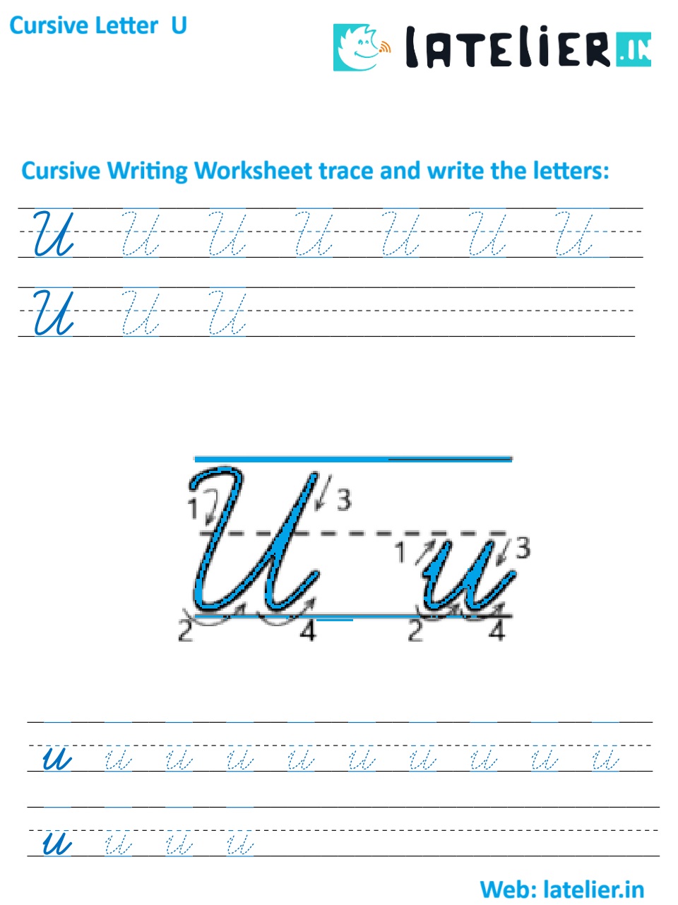 Handwriting tutorial: how to write cursive letter uu in upper and lower case step by step